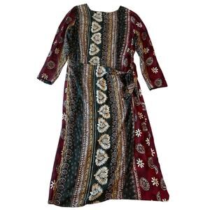 VTG VIA SANT ANDREA Wrap Dress Size 16 Boho Hippie Indie Hipster Casual Eclectic